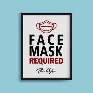 PRINTABLE Face Mask Required Sign, Wear a Mask Hospital Sign, Mask Must Be Worn, Masks Required Health Facility, Office Sign • JPG • PDF