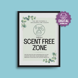 印刷可能な無香料ゾーン標識、無香料医療施設、ホスピス長期無香料標識、介護施設無香料職場