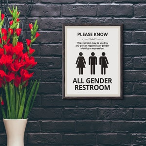 PRINTABLE All Gender Restroom SIGN, All Gender Notice Restroom ...
