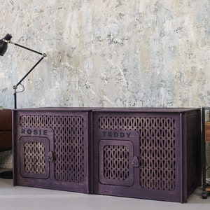 Double dog crate with divider, double dog kennel indoor,dog crate furniture,modern dog house,wooden dog crates,pet house,modern luxury house
