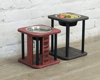 Small Dog Bowls, raised dog bowl, metal dog bowls,raised dog dish holder, elevated dog bowls,single dog bowl stand25.4oz./3.2 cups/750 ml