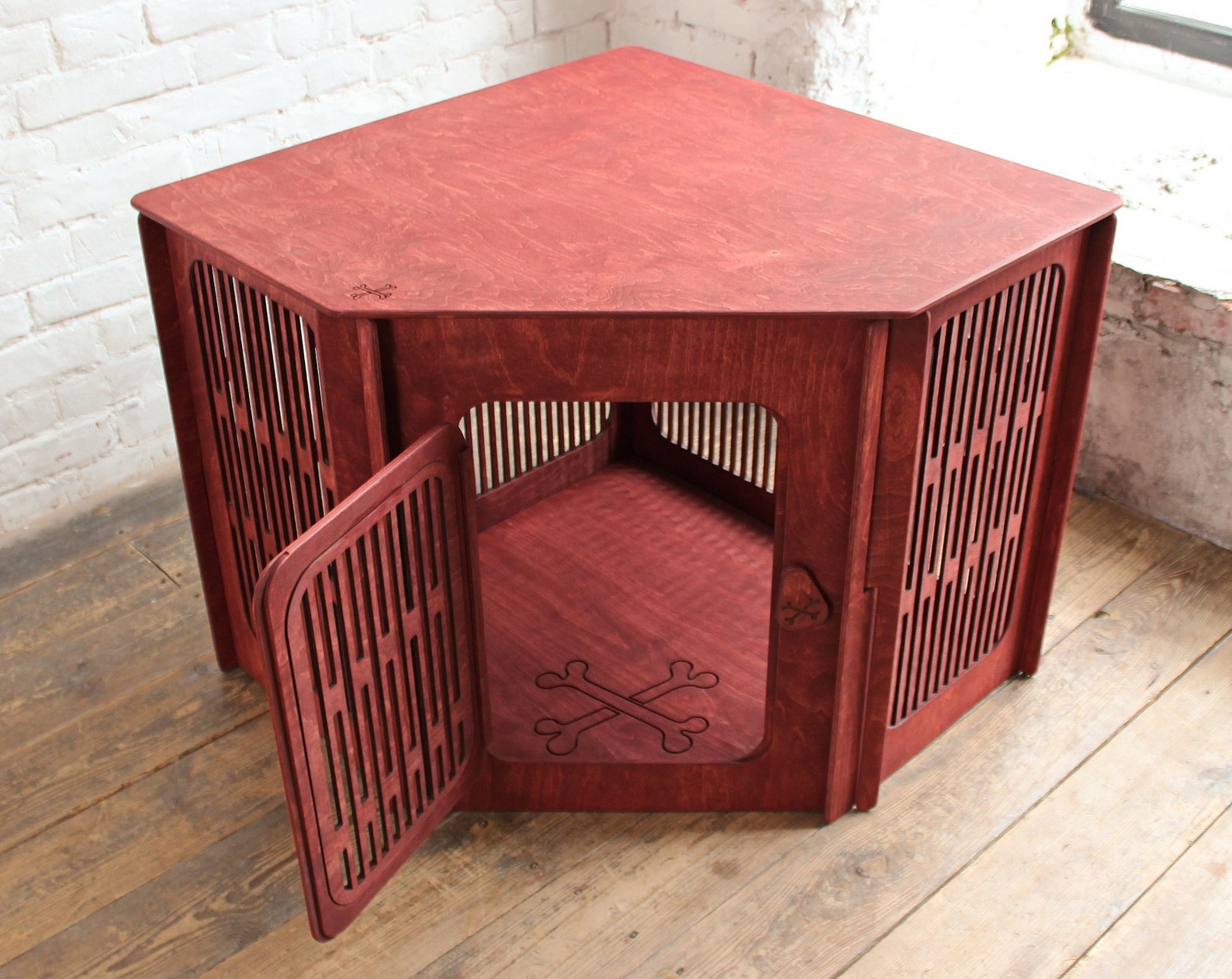 Corner Dog Kennel Modern Dog Cratedog Kennel Etsy
