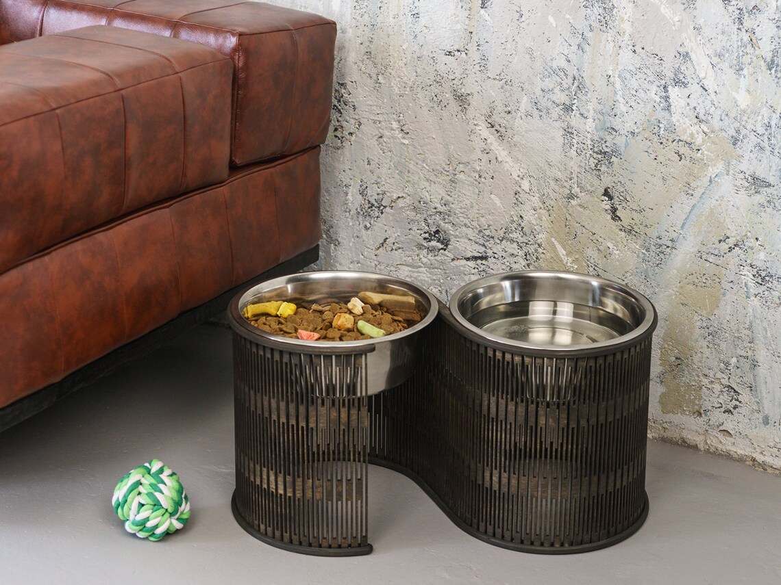 Raised dog food bowl Extra large stainless steel dog bowls Etsy