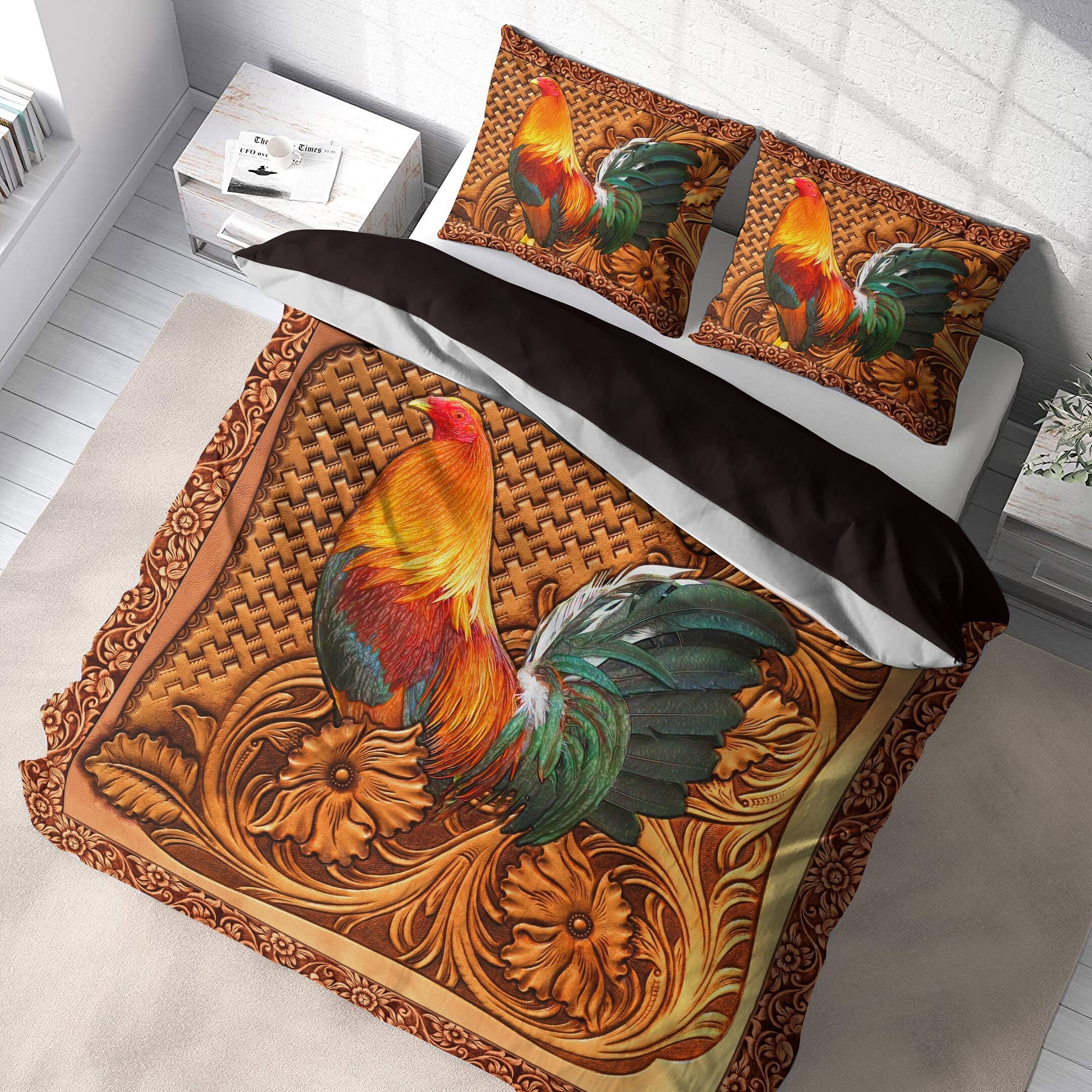 Chicken Rooster Quilt Chicken Bedding Set Rooster Bedding Etsy