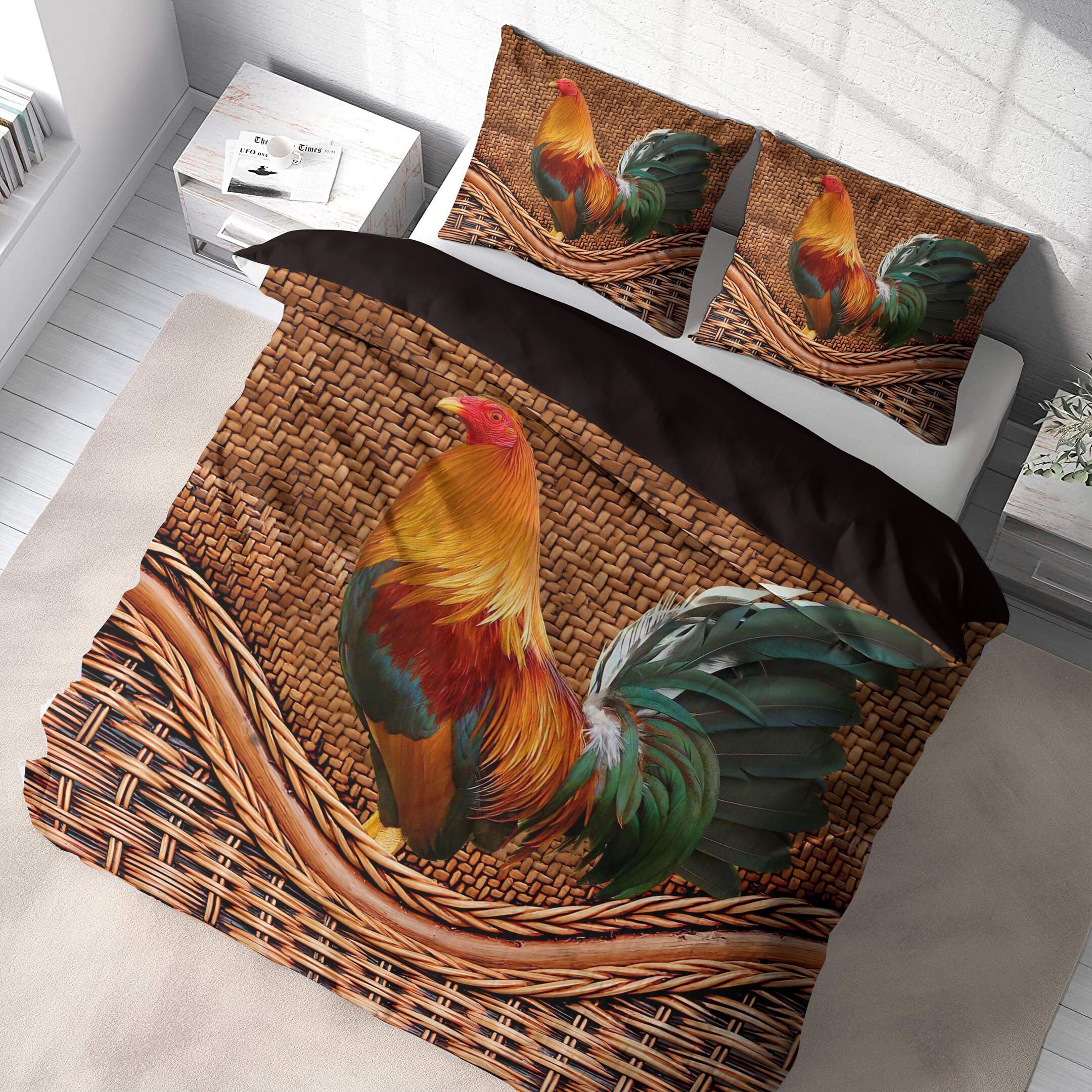 Chicken Rooster Quilt Chicken Bedding Set Rooster Bedding Etsy