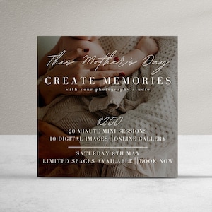 Mother's Day mini session Template overlay. Mommy and Me, easy to edit in canva, marketing for Photographers mini session. MIN