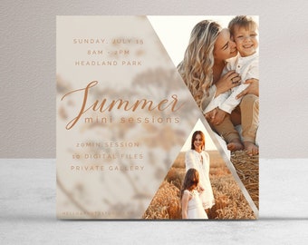 Summer Mini Session Template for photographers, themed mini session, photography template, canva design, photography digital marketing. MIN