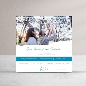 Mini-Session-marketing-Vorlage, anpassbare einfach in Canva zu bearbeiten, Marketing für Lifestyle-Fotografen Familie Mini-Sitzungen. MIN