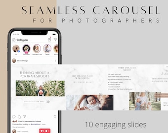 Instagram-carrousel voor fotografen, eenvoudig te bewerken in canva, carrouselpost voor meer betrokkenheid voor sociale media. INST