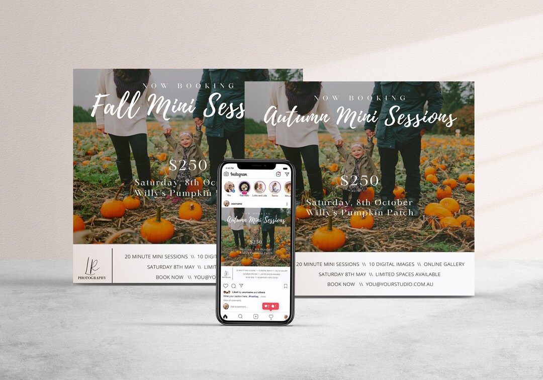Fall Mini Session Template - Photography Marketing Templaye - Autumn ...