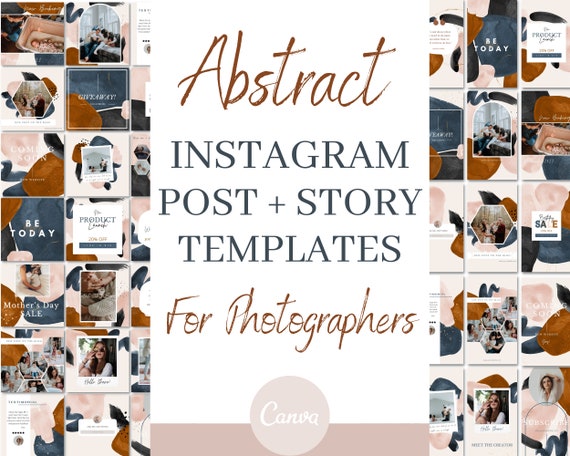 40 Instagram Template BUNDLE for Photographers, abstract design insta posts and stories are easy to edit and great engagement boosters. INST