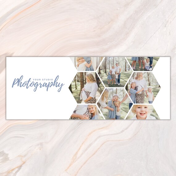 Facebook Cover Banner Photo, hexagonal design, photography branding, facebook marketing, collage template for photographers Canva design FBC