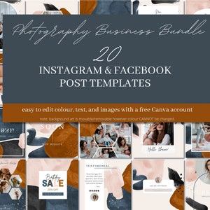 Instagram Template Bundle for Photographers, Easy to edit abstract watercolour insta posts to boost engagement. No Photoshop INST