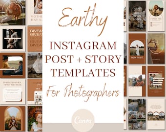 100 Instagram Post and Story templates for photographers, edit with Canva, modern engagement templates, no photoshop required INST