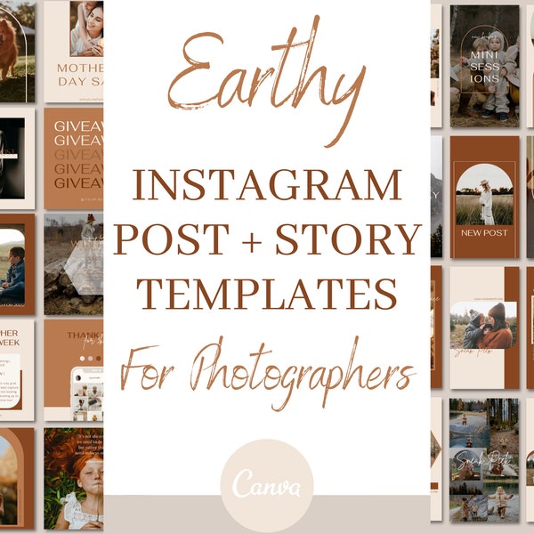 100 Instagram Post and Story templates for photographers, edit with Canva, modern engagement templates, no photoshop required INST
