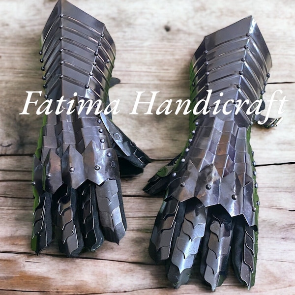 Guanteletes medievales Guantes LOTR Nazgul Par de guantes conjunto, guantelete de disfraces de Halloween Negro Nazgul Arm Protection Armor Guantes Regalo de Halloween