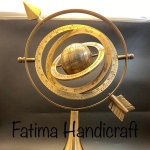 Antiek messing samenbol met pijl nautisch astrolabium cadeau Gegraveerde wereldbol tafeldecor Marine samenwereldbol kerstversieringen