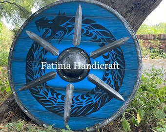 Mittelalterliches Wikinger Schild, Ragnar Black Dragon Schild Cosplay Prop
