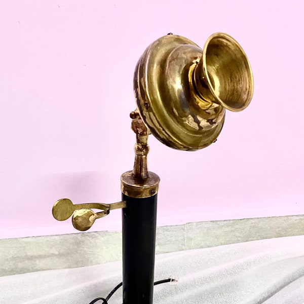 Brown Antique finish vintage candlestick landline Telephone, Brass Telephone Rotary dial full working Telephone Brass