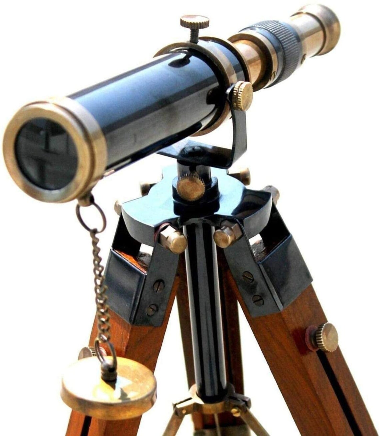 Brass Telescope with wooden tripod stand For Home Decor Fully Etsy