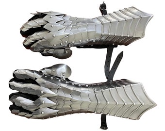 Middeleeuwse Nazgul handschoenen zilveren afwerking stalen handschoenen Middeleeuwse pantserhandschoen Mannen pantserpakhandschoen Lord of the Rings Armor & Handschoenen Cadeau