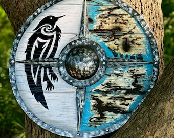 Mittelalterliches Raben Valhalla Schild, nordisches Cosplay & Wikinger Geschenk Wand-Dekor, Nordische Runde Kunst