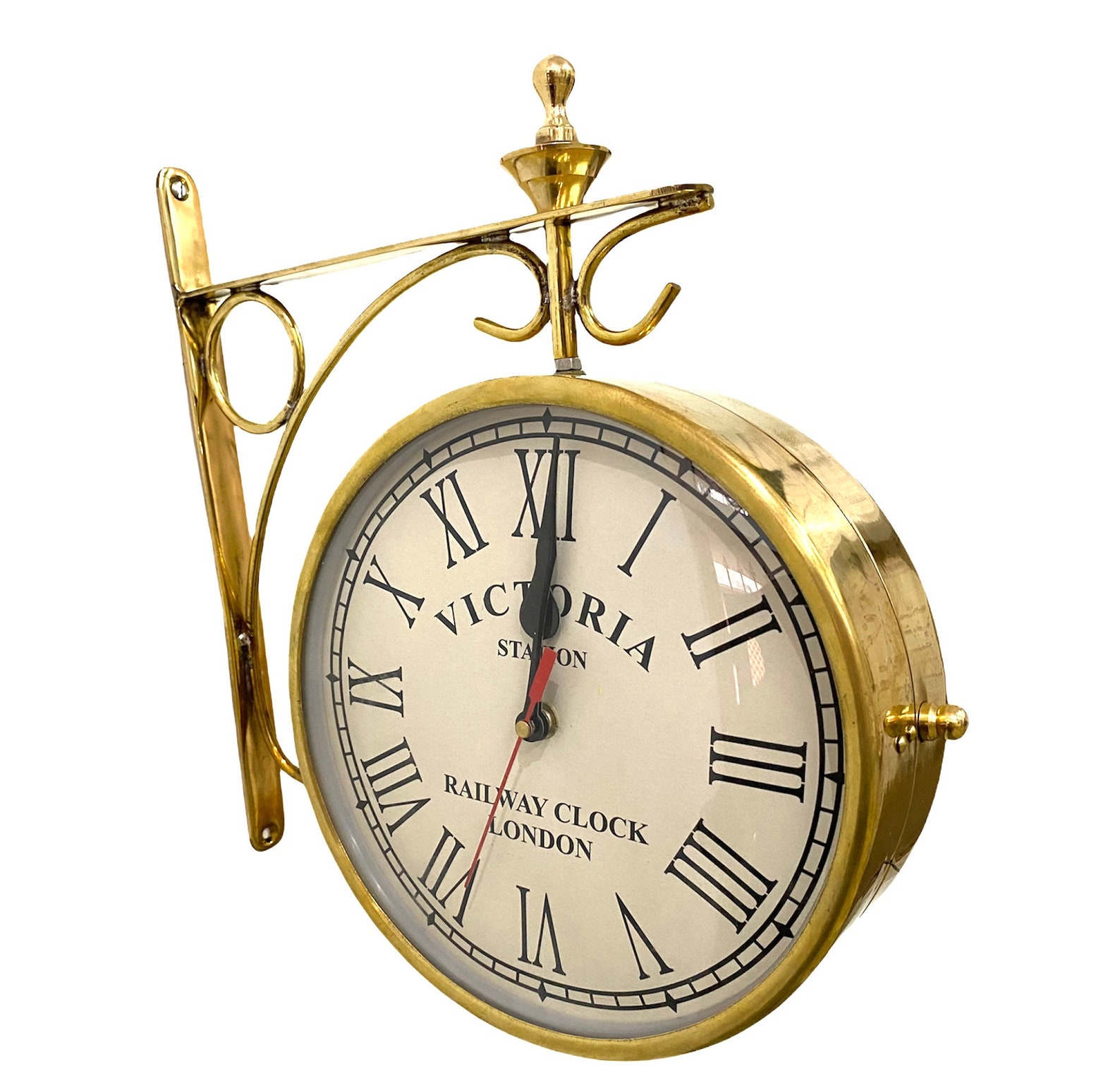 Station Wall Clock Victoria Clock 8 Full Brass Victoria Etsy