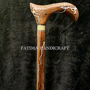 Wooden Walking Cane With Ergonomic Handle Walking Stick | Rasin Style Wooden Carved Walking Cane For Men & Women- Mobility Aid Cane Dad Gift