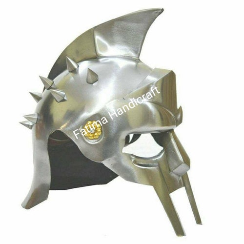 Medieval Gladiator Helmet Silver Finish Gladiator Helmet,Gladiator Movie Helmet,Warrior Armor Knight Adult Helmet Functional cheapest Halloween Mask