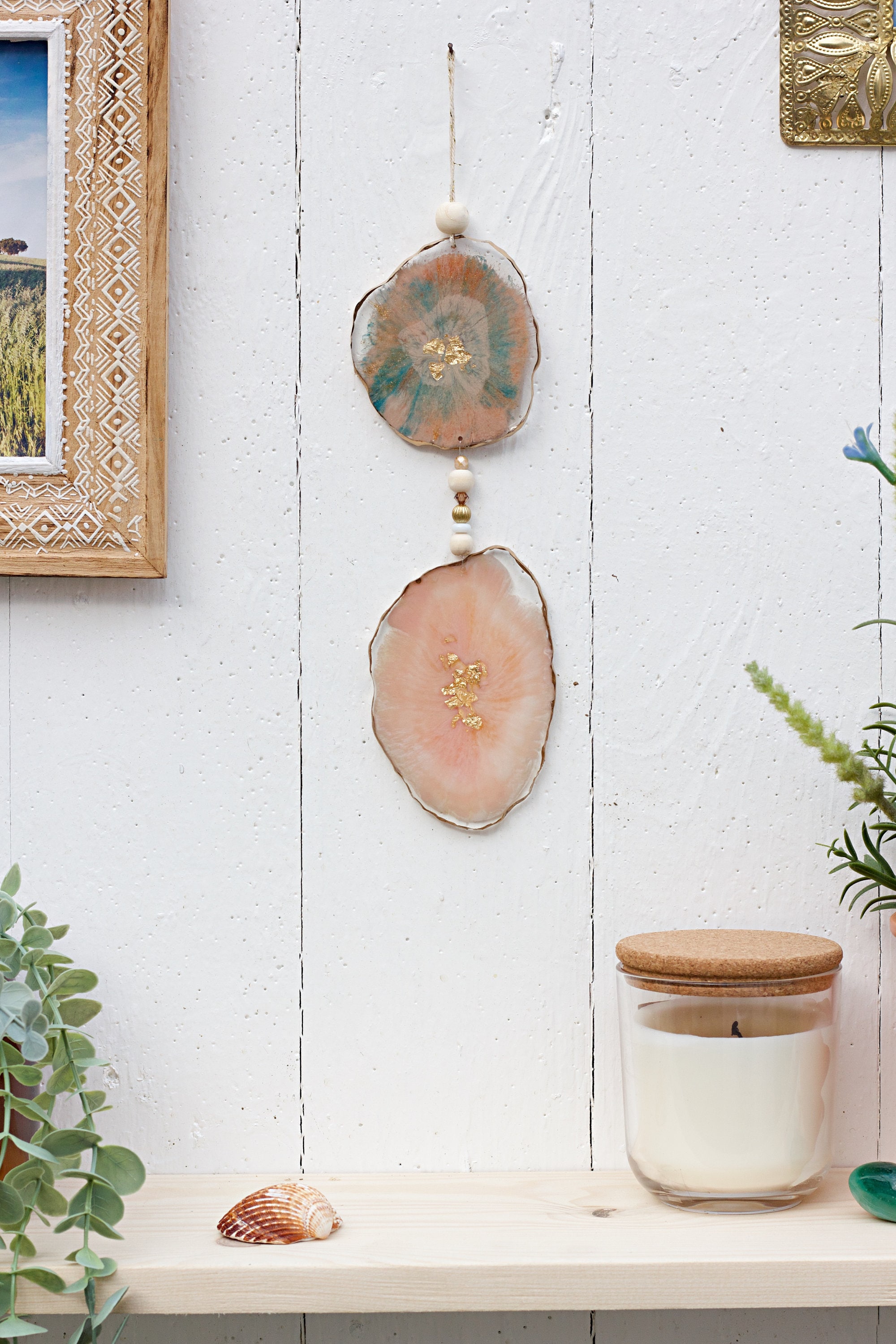 Suspension Murale en Résine Epoxy , Décoration Bohème