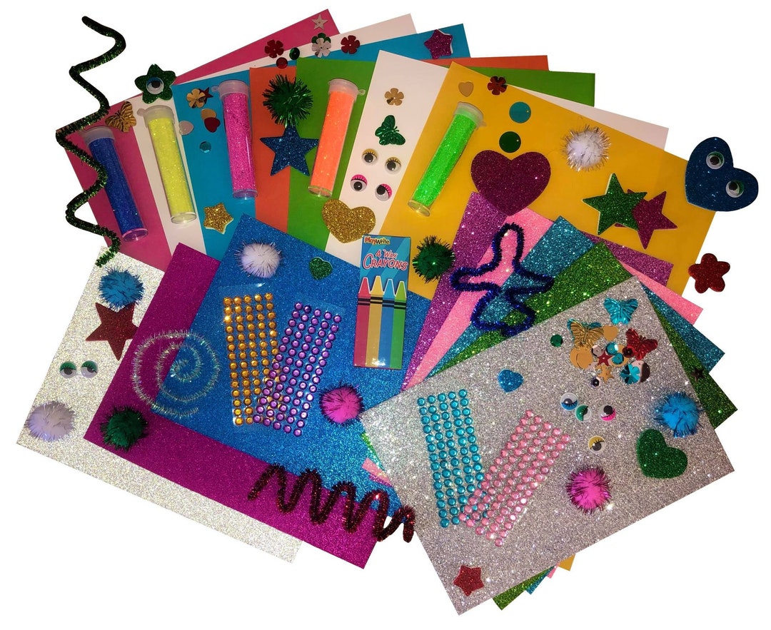 Kids Glitter Letterbox Craft Kit Children's Activity Pack Gift Etsy UK