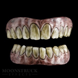 Dentes assustadores/ Sorriso de palhaço de terror/ Dentes de filme/ Palhaço/ Halloween/ Casa mal-assombrada/ Dentes FX/ Dentes sujos/ Efeitos de Moonstruck