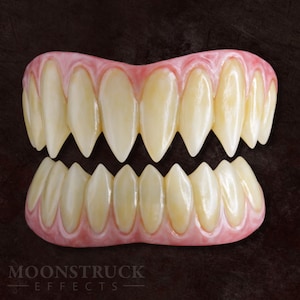 May include: A set of realistic-looking vampire teeth, made from a flexible, comfortable material. The teeth are designed to fit over your own teeth and create a scary, vampire-like appearance.  The teeth are a popular choice for Halloween costumes and parties.