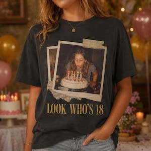 Custom Vintage Photo Shirt, 30th 40th 50th Birthday Shirt With Age, Custom Birthday Gift Est Year Shirt, Retro Custom Tee, Photo Shirt Gift