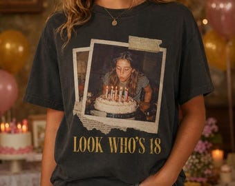 Custom Vintage Photo Shirt, 30th 40th 50th Birthday Shirt With Age, Custom Birthday Gift Est Year Shirt, Retro Custom Tee, Photo Shirt Gift
