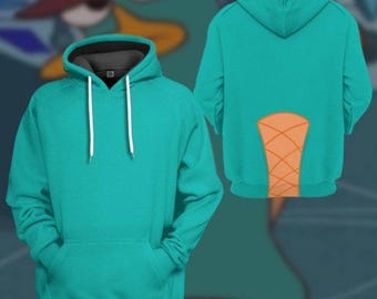 Perry the Platypus Hoodie, Phineas and Ferb Cosplay Pullover, Agent P Costume Sweatshirt, Funny DisneyChannel Cartoon Fan Gift