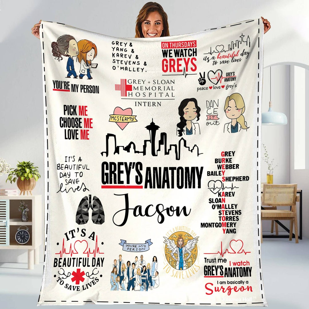Personalized Grey's Anatomy Blanket Meredith Grey Derek