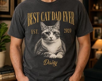 Personalized Cat Dad Shirt with Pet Photo, Custom Gifts for Cat Dad, Best Cat Dad Ever, Fathers Day Gift, Cat Lover Gift, Cat Owner Gifts