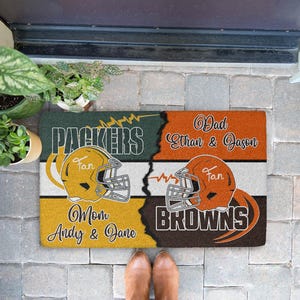Personalized House Divided Doormats | Football Team Door Mat | Sports Team Mat | Custom American Football Team Doormat