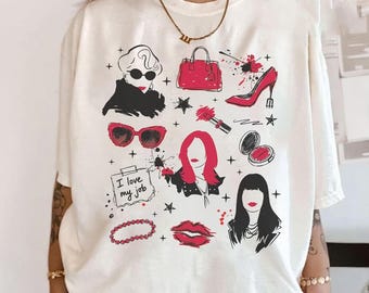 Camiseta "Everybody Wants to Be Us", Camiseta de pasarela, Camiseta gráfica para mujer jefa de moda, Top de moda con zapatos rojos, Regalo para ella