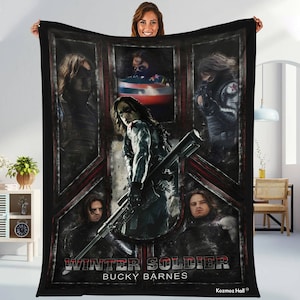 Captain America Civil War Blanket | Bucky Barnes 1917 Blanket | Winter Soldier Winter Soldier Throw Blanket for Bed Couch Sofa
