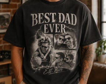 Custom Photo Vintage 90s Tee, Best Dad Est 2026 Dad Shirt, Personalized Best Dad Ever Shirt, Father's Day Gift From Child, Gift for Dad
