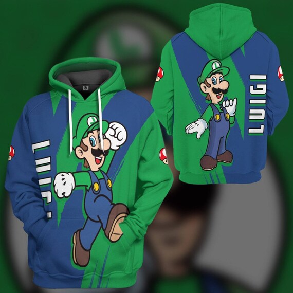 Happy Luigi Custom Name Full Over Print 3D Hoodie Super Mario Luigi Cosplay Shirt Mario Bros Video Game Sweatshirt Hoodie Etsy Canada
