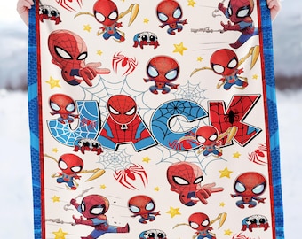 Personalized Spider-Man Blanket, Custom Name Superhero Blanket, Birthday Gift, Avengers Boy Blanket , Spidey Blanket Gift for Him