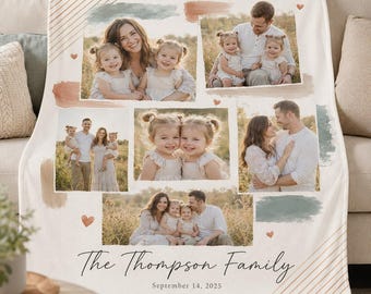 Personalized Family Photo Blanket, Custom Blanket with Photos Collage, Father's Day gift, Grandma Gift, Graduate Gift, Blanket For Family