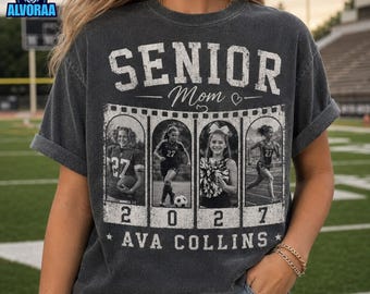 Custom Photo Senior Mom Shirt 2027, Custom Family Crew Graduation Tee, Proud Mom Of 2027 Graduate, Personalized Class Of 2027 Gift