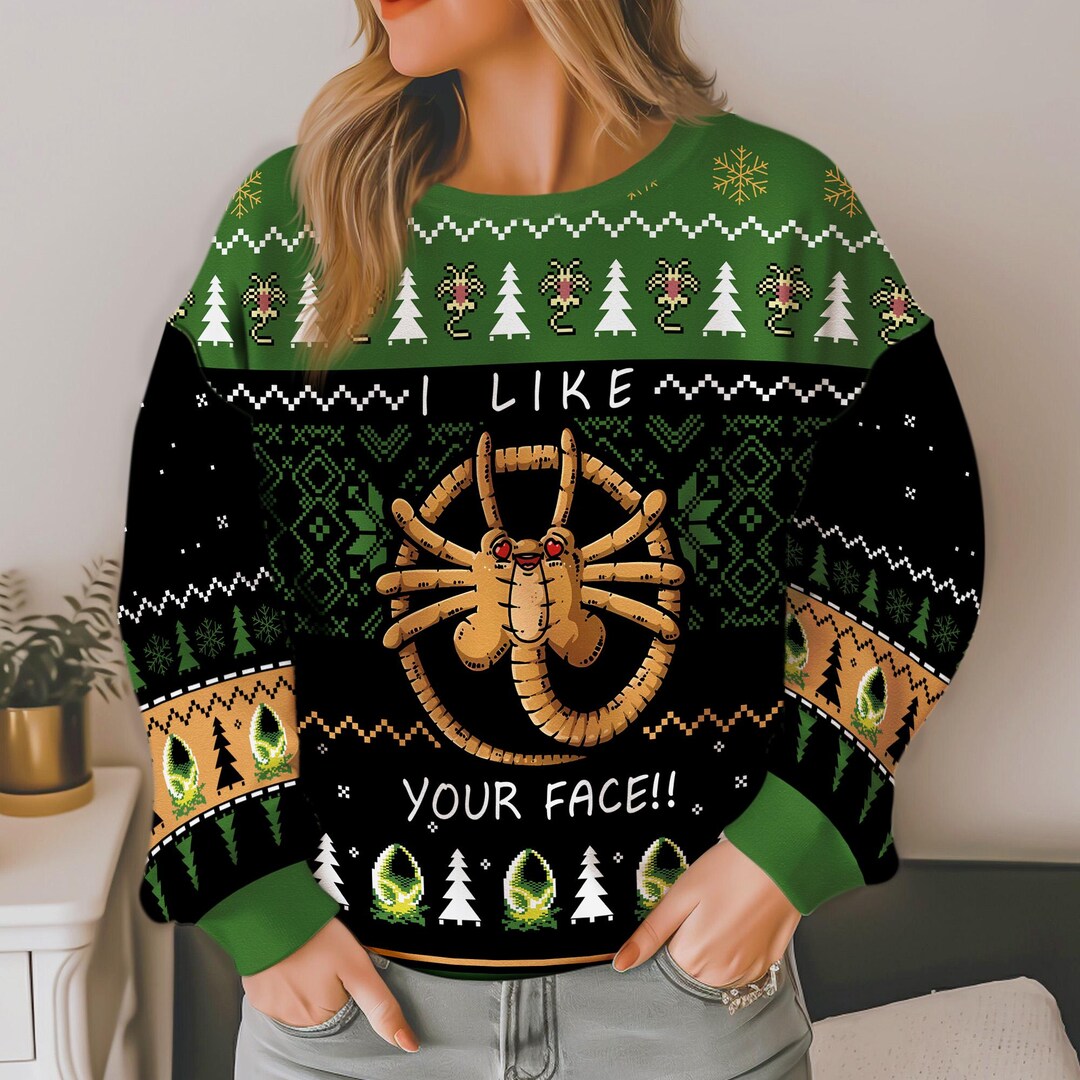 Alien Facehugger Chestbursters, Aliens Ugly Christmas Sweater, Alien ...