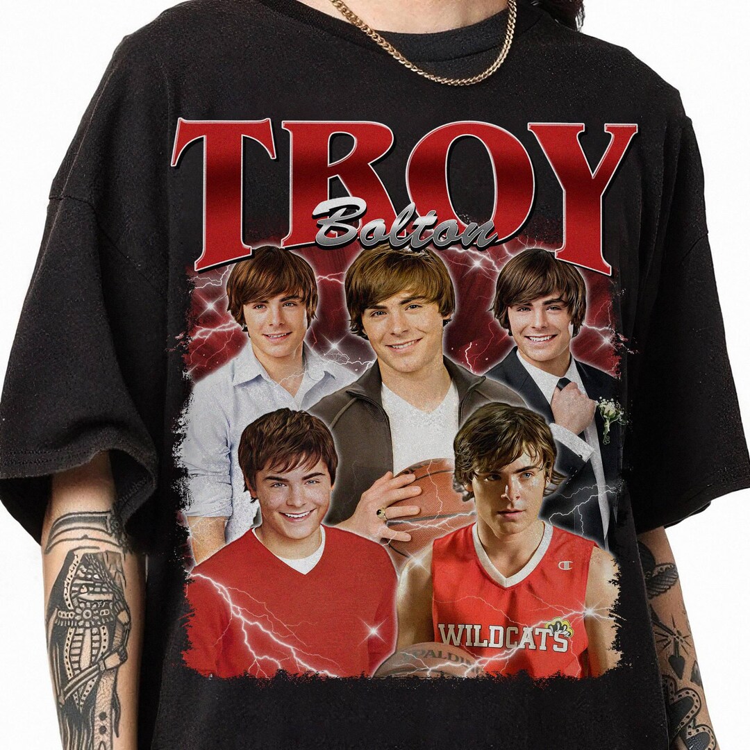 Troy Bolton Vintage 90s Shirt, Troy Bolton High School Musical Shirt ...