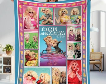 Trixie & Katya Fleece Blanket | Trixie Katya Blanket | Trixie Mattel Drag Race Fleece Blanket Throw Blanket for Bed Couch Sofa