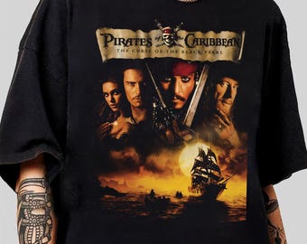 Vintage Pirates of the Caribbean Curse of the Black Pearl T Shirt, Jack Sparrow Shirt, Jack Sparrow Yo Ho Pirates Life For Me